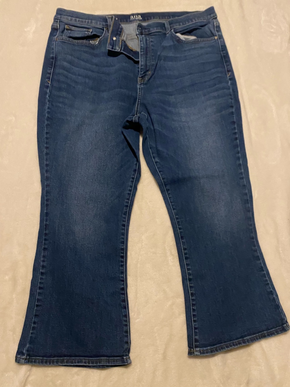 a.n.a Dark Blue High Rise Cropped Flare Jeans